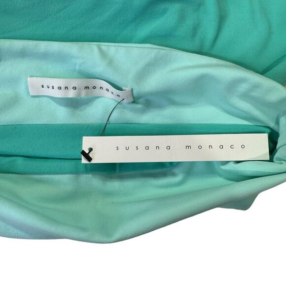 NEW Susana Monaco Colorblock Halter Bodycon Mini Dress Teal Pink Small - Picture 4 of 6